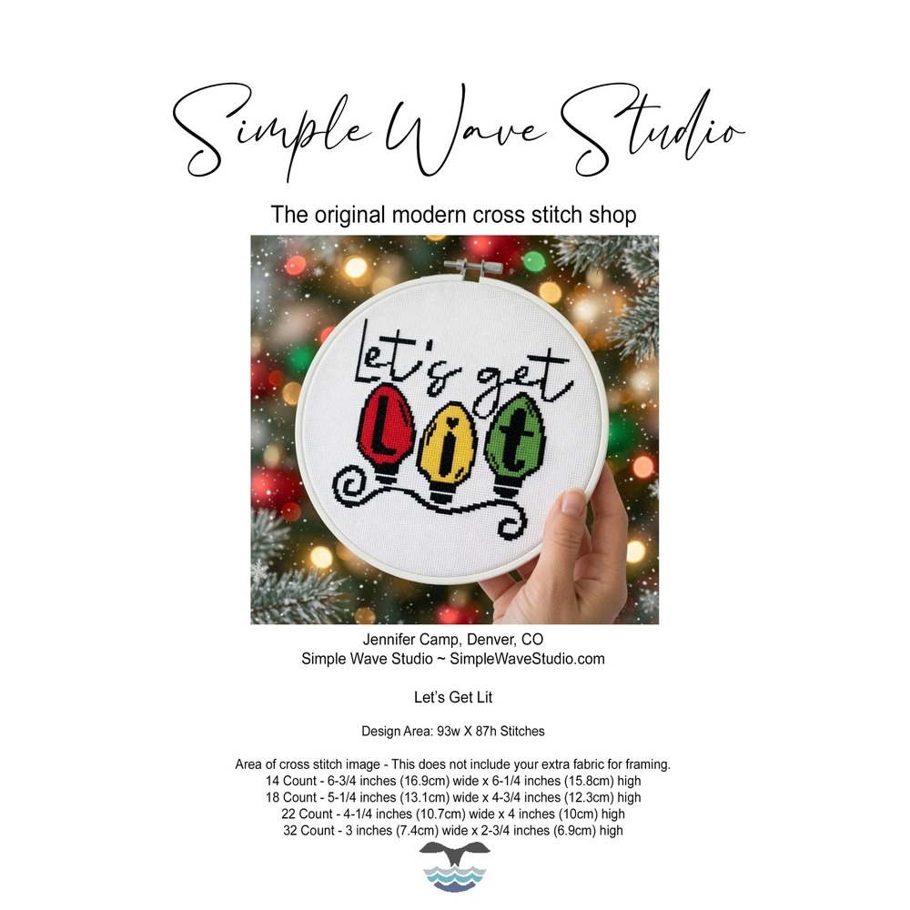 Christmas Let's Get Lit Lights Modern Funny Cross‎ Stitch PDF Pattern